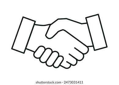 Schwarz-Weiß-Handshake-Symbol (dünne Linienstärke)