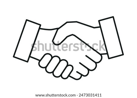 Black and white Handshake icon (thin line thickness)