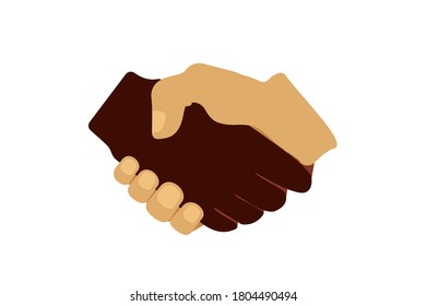 Black and white handshake illustration. Social equality, stop racism. Vector illustration.