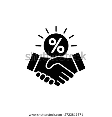 Black and white handshake with percent icon best deal discount offer vector illustration for store sales and promotions
