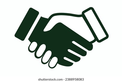 Apretón de manos en blanco y negro o estrechamiento de manos en un icono unitario de vector plano para aplicaciones y sitios web