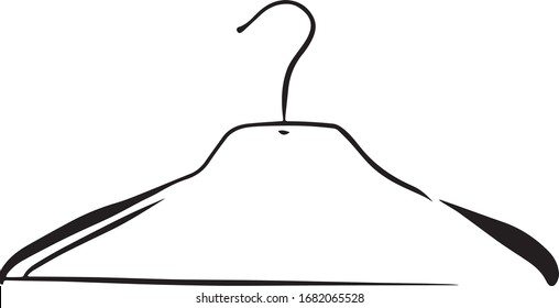 Black and white hanger pictogram. An element for a website, poster, tattoo. illustration or postcard. Calligraphic logo. EPS 10. Sticker.  Isolated
 outline. Coloring book
