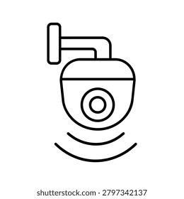 Black and white hanging dome camera icon for security camera theme, ceiling CCTV symbol for indoor monitoring for surveillance and security design