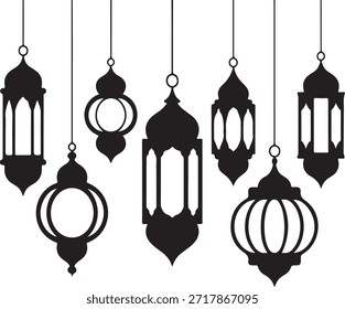 Linternas colgantes en blanco y negro y decorativas