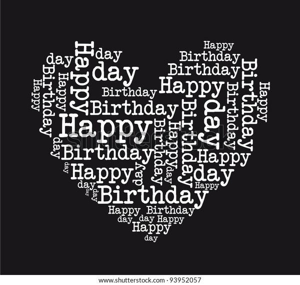 Coeur D Anniversaire Noir Et Blanc Heureux Image Vectorielle De Stock Libre De Droits