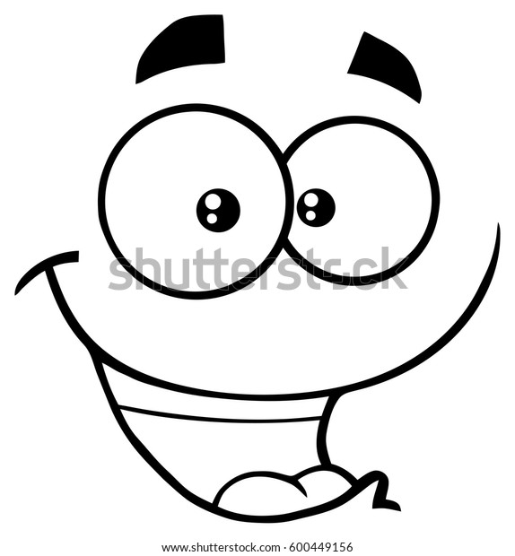 Black White Happy Cartoon Funny Face Stock Vector (Royalty Free) 600449156