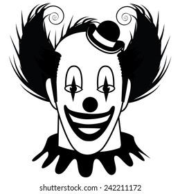 Black and white Happy Clown EPS 10 vector stock illustration