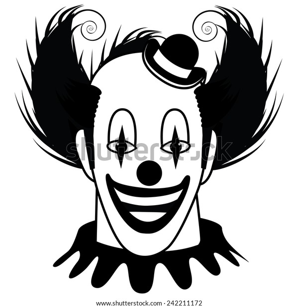 Black White Happy Clown Eps 10 Stock Vector (Royalty Free) 242211172 ...