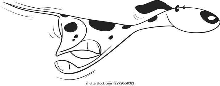 Black and white happy dog cute active and friendly vector ready for print cartoon style side view running