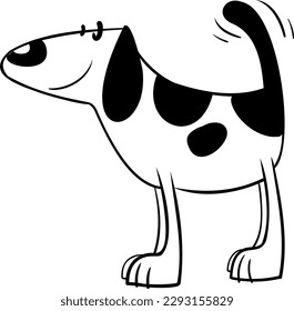 Black and white happy dog cute active and friendly vector ready for print cartoon style side view