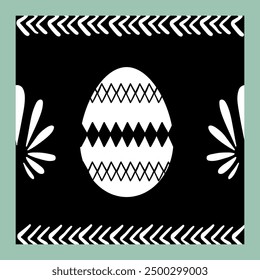 Black and White Happy Easter Linocut Seamless Pattern
