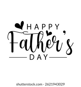 Black and White Happy Father's Day with Hearts Illustration Design
