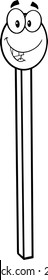 Black And White Happy Match Stick Cartoon Mascot Character