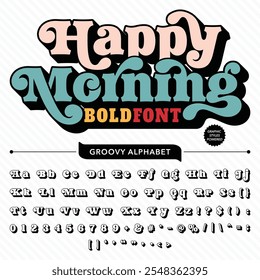 Black and White Happy Morning Groove Retro Vintage Display Bold Font alphabet