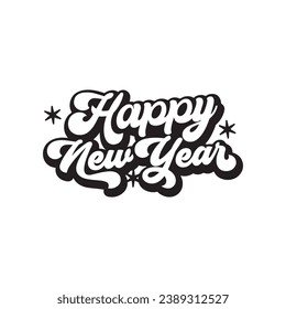 Black and white happy new year vector. Editable. Suitable for design and illustration in new year Event