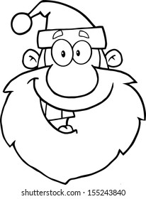 Black And White Happy Santa Claus Head Cartoon Character