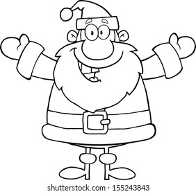 Black And White Happy Santa Claus With Open Arms For Hugging