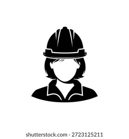 Black and white hard hat icon showing protective construction headgear