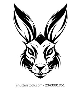 Black And White Hare Head Silhouette