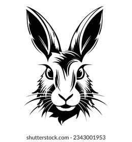 Black And White Hare Head Silhouette