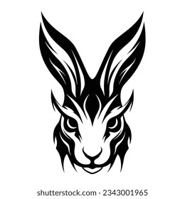 Black And White Hare Head Silhouette