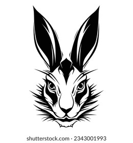 Black And White Hare Head Silhouette