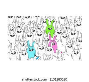 Black and white hares.
