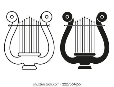 Black And White Harp Flat Design Icon Vector