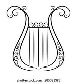 black and white harp on a white background
