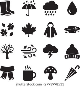 Black and white of hats, animals, plants, and in flat style black white background