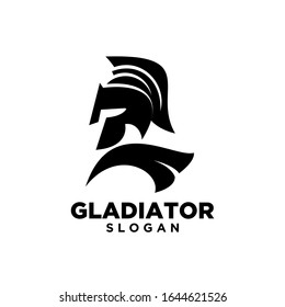Black white head gladiator spartan logo icon design
