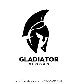 Black white head gladiator spartan logo icon design