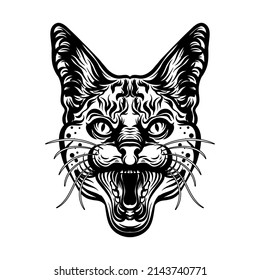 Black and white head lynx vector illustration