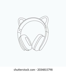 Black and white headphone in line art style