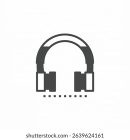 Black and white headphone vector illustration icon. Illustration for business. Vector template.
