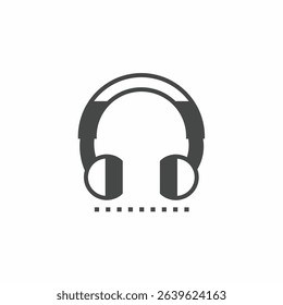 Black and white headphone vector illustration icon. Illustration for business. Vector template.