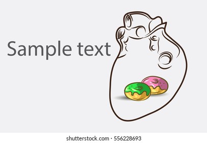 Black And White Heart background with cakes and place for semple text