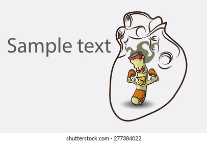 Black And White Heart background with cigarette and place for sample text