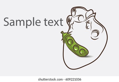 Black And White Heart background with pea pods and place for semple text