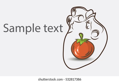 Black And White Heart background with tomato and place for semple text