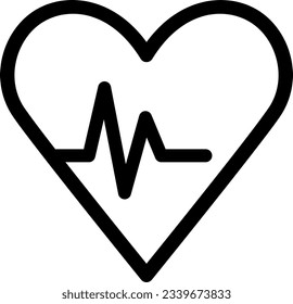 El corazón blanco y negro golpea a Rythm Graph Line Health Icon. Imagen vectorial.