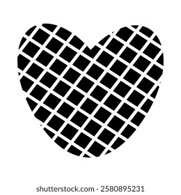 Black and white heart in a cage, isolated on white background. Vector doodle element for you design. Valentines day concept.