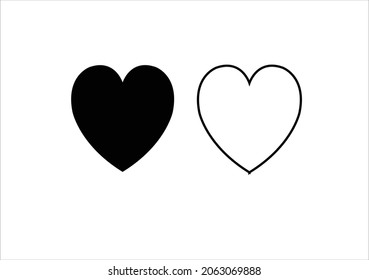 black white heart design hand drawn flat heart