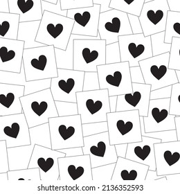 Black White Heart Graphic Retro Social Media Geometric Y2K Pattern Seamless Background Graphic