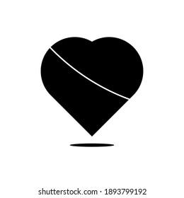 Black and white heart icon with shadow