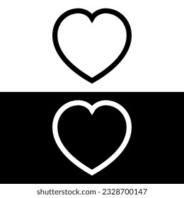 black and white heart icon vector logo template