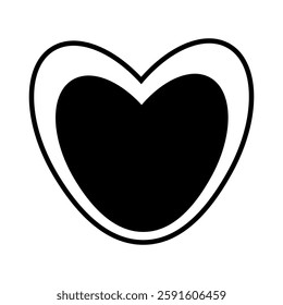 Black and white heart isolated on white background. Vector doodle element for you design. Valentines day concept.