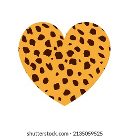 Black and white heart with leopard print texture pattern

