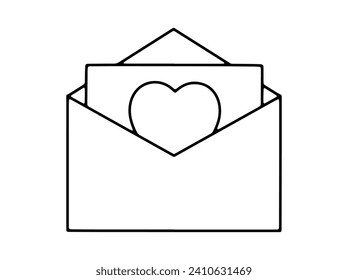 Black and White Heart Letter Illustration