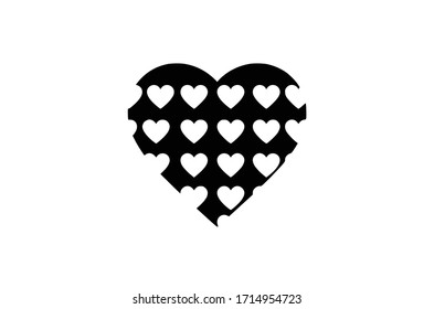 Black and White Heart with multiple hearts in it very chick